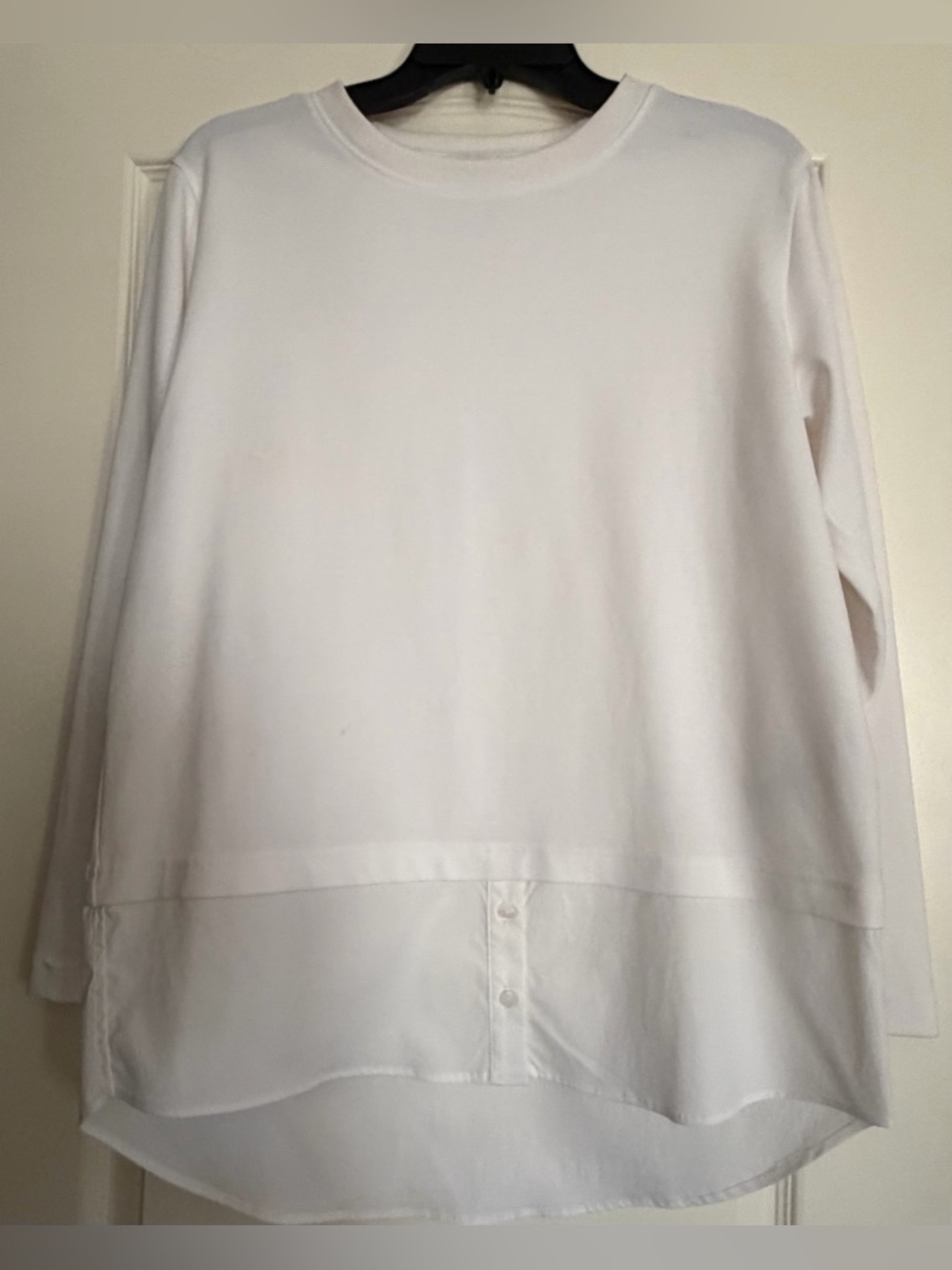 WOMENS ATHLETA PEEK-A-BOO FAUX BUTTON DOWN SHIRT UNDER SWEATSHIRT